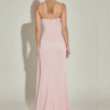 Soft Pink Sweetheart Diamond Beaded Neck Corset Split Evening Dress
